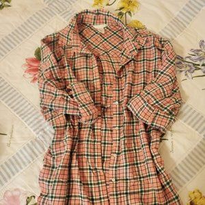 H&M Pink/Green Button Down Plaid Flannel